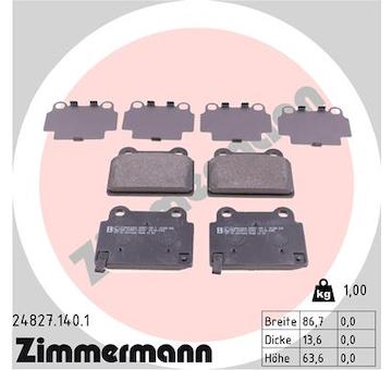 Sada brzdových destiček, kotoučová brzda ZIMMERMANN 24827.140.1