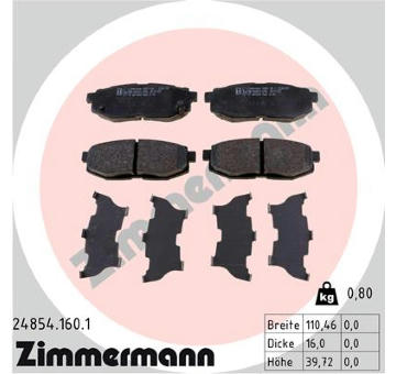 Sada brzdových destiček, kotoučová brzda ZIMMERMANN 24854.160.1