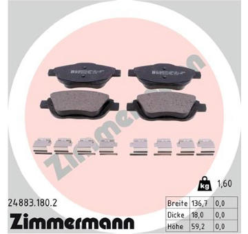 Sada brzdových destiček, kotoučová brzda ZIMMERMANN 24883.180.2