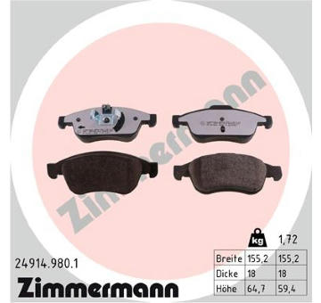 Sada brzdových platničiek kotúčovej brzdy ZIMMERMANN 24914.980.1