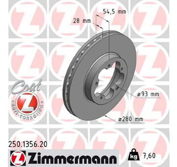 Brzdový kotouč ZIMMERMANN 250.1356.20