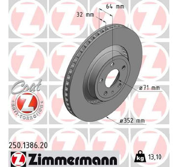 Brzdový kotouč ZIMMERMANN 250.1386.20