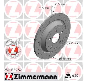 Brzdový kotouč ZIMMERMANN 250.1389.52