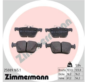 Sada brzdových destiček, kotoučová brzda ZIMMERMANN 25009.165.1