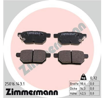 Sada brzdových destiček, kotoučová brzda ZIMMERMANN 25016.143.1