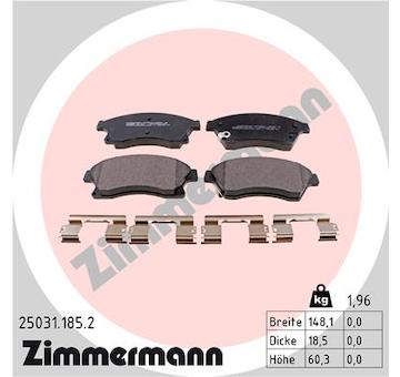 Sada brzdových destiček, kotoučová brzda ZIMMERMANN 25031.185.2