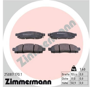 Sada brzdových destiček, kotoučová brzda ZIMMERMANN 25087.170.1