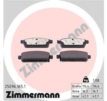 Sada brzdových destiček, kotoučová brzda ZIMMERMANN 25096.165.1