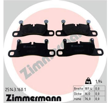 Sada brzdových destiček, kotoučová brzda ZIMMERMANN 25143.160.1