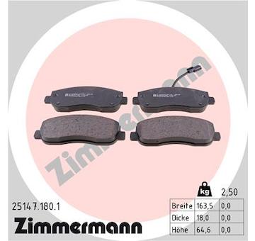 Sada brzdových destiček, kotoučová brzda ZIMMERMANN 25147.180.1