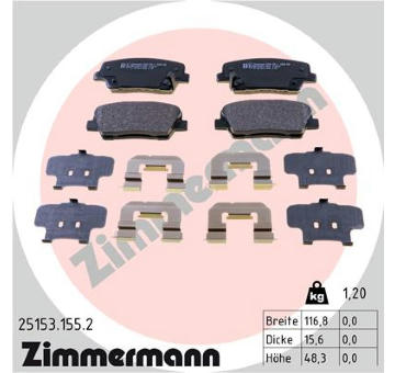 Sada brzdových destiček, kotoučová brzda ZIMMERMANN 25153.155.2