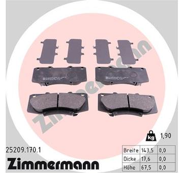 Sada brzdových destiček, kotoučová brzda ZIMMERMANN 25209.170.1