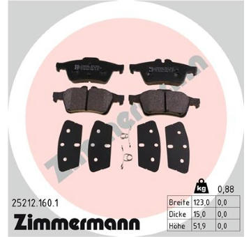 Sada brzdových destiček, kotoučová brzda ZIMMERMANN 25212.160.1