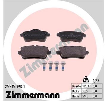 Sada brzdových destiček, kotoučová brzda ZIMMERMANN 25215.190.1