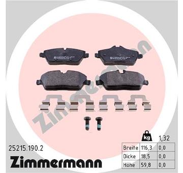 Sada brzdových destiček, kotoučová brzda ZIMMERMANN 25215.190.2