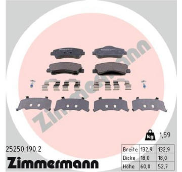 Sada brzdových destiček, kotoučová brzda ZIMMERMANN 25250.190.2