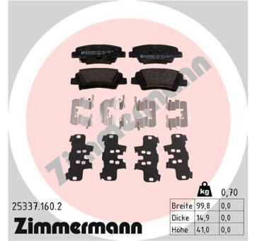 Sada brzdových destiček, kotoučová brzda ZIMMERMANN 25337.160.2