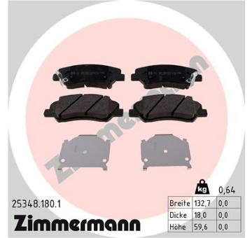 Sada brzdových platničiek kotúčovej brzdy ZIMMERMANN 25348.180.1