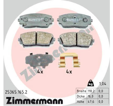 Sada brzdových destiček, kotoučová brzda ZIMMERMANN 25365.165.2