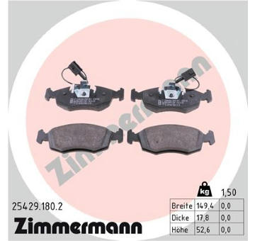 Sada brzdových destiček, kotoučová brzda ZIMMERMANN 25429.180.2