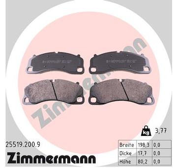 Sada brzdových destiček, kotoučová brzda ZIMMERMANN 25519.200.9