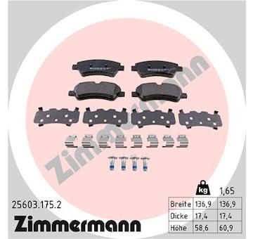 Sada brzdových destiček, kotoučová brzda ZIMMERMANN 25603.175.2