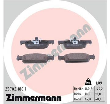 Sada brzdových platničiek kotúčovej brzdy ZIMMERMANN 25702.180.1