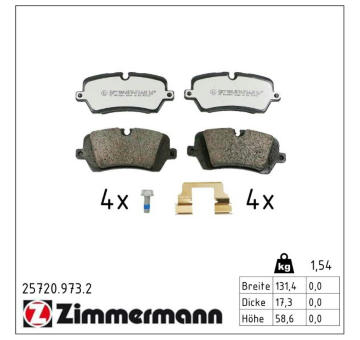 Sada brzdových destiček, kotoučová brzda ZIMMERMANN 25720.973.2