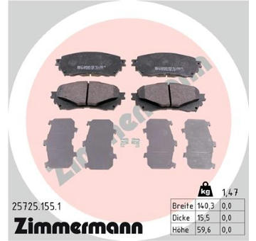 Sada brzdových destiček, kotoučová brzda ZIMMERMANN 25725.155.1