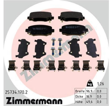 Sada brzdových platničiek kotúčovej brzdy ZIMMERMANN 25734.170.2