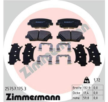 Sada brzdových destiček, kotoučová brzda ZIMMERMANN 25757.175.3