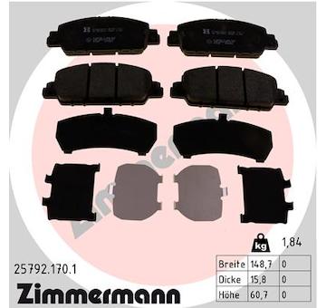 Sada brzdových destiček, kotoučová brzda ZIMMERMANN 25792.170.1