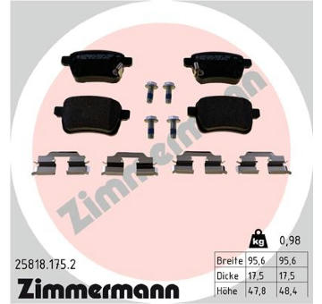 Sada brzdových destiček, kotoučová brzda ZIMMERMANN 25818.175.2