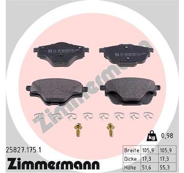 Sada brzdových destiček, kotoučová brzda ZIMMERMANN 25827.175.1