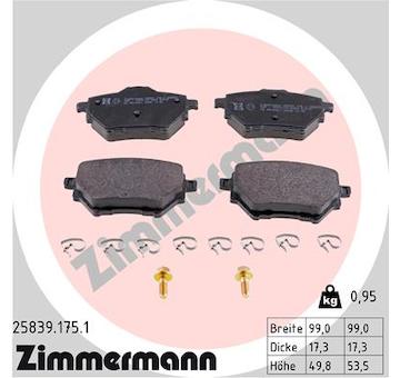 Sada brzdových destiček, kotoučová brzda ZIMMERMANN 25839.175.1