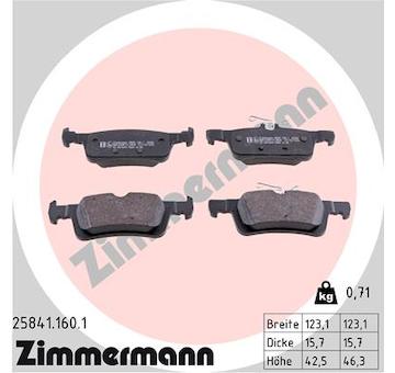 Sada brzdových destiček, kotoučová brzda ZIMMERMANN 25841.160.1