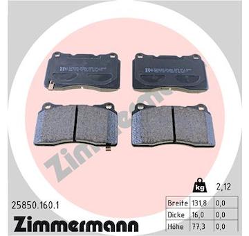 Sada brzdových destiček, kotoučová brzda ZIMMERMANN 25850.160.1