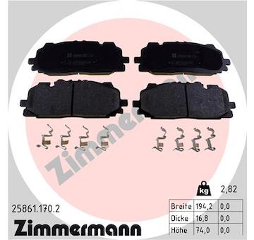 Sada brzdových destiček, kotoučová brzda ZIMMERMANN 25861.170.2