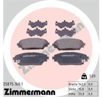 Sada brzdových platničiek kotúčovej brzdy ZIMMERMANN 25875.160.1