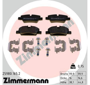 Sada brzdových destiček, kotoučová brzda ZIMMERMANN 25980.165.2