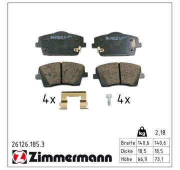 Sada brzdových destiček, kotoučová brzda ZIMMERMANN 26126.185.3
