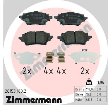 Sada brzdových destiček, kotoučová brzda ZIMMERMANN 26153.160.2