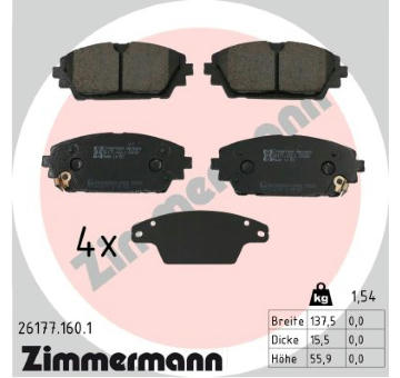 Sada brzdových destiček, kotoučová brzda ZIMMERMANN 26177.160.1