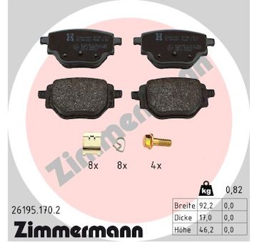 Sada brzdových destiček, kotoučová brzda ZIMMERMANN 26195.170.2