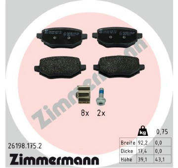 Sada brzdových destiček, kotoučová brzda ZIMMERMANN 26198.175.2