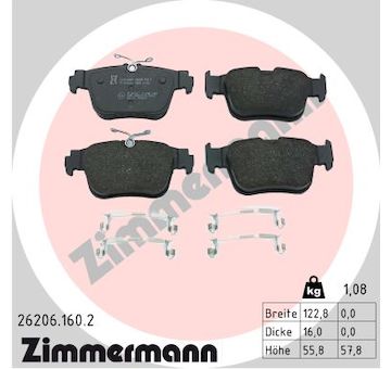 Sada brzdových destiček, kotoučová brzda ZIMMERMANN 26206.160.2