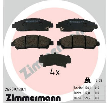 Sada brzdových destiček, kotoučová brzda ZIMMERMANN 26209.180.1