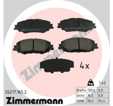 Sada brzdových destiček, kotoučová brzda ZIMMERMANN 26217.165.2