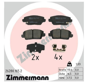 Sada brzdových destiček, kotoučová brzda ZIMMERMANN 26280.165.2