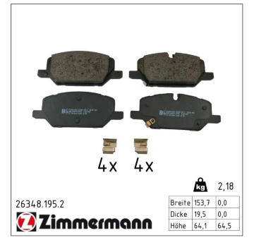 Sada brzdových destiček, kotoučová brzda ZIMMERMANN 26348.195.2